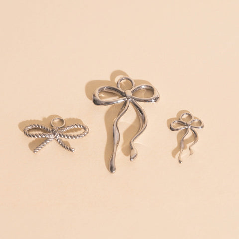 Rope Bow Huggie Hoop Charms