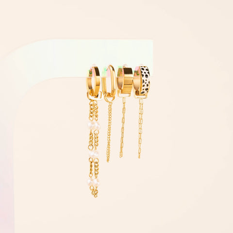 Pearl Chain Huggie Hoop Chains