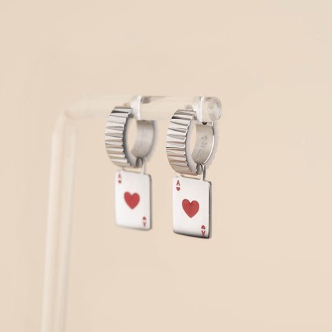 Ace of Hearts Chunky Huggie Hoop Charms