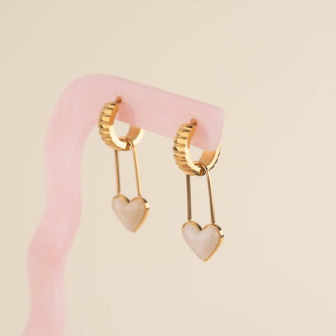 Paperclip Heart Huggie Hoop Charms