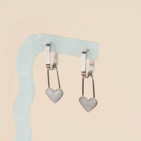 Paperclip Heart Huggie Hoop Charms