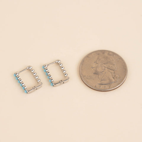 Turquoise Rectangle Huggie Hoop Earrings