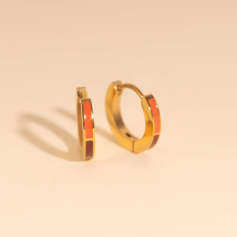 Split Color Huggie Hoop Earrings