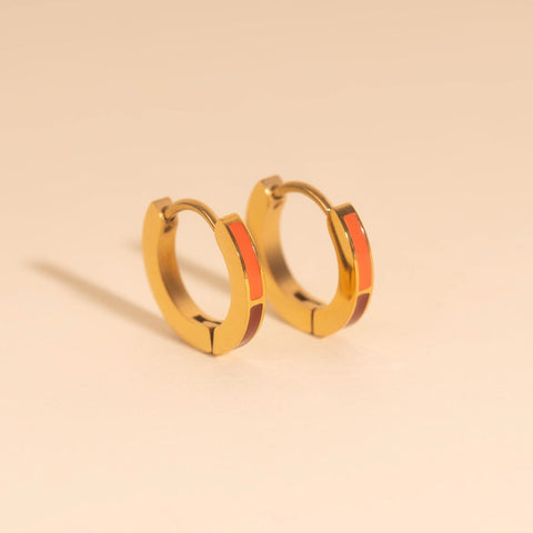 Split Color Huggie Hoop Earrings