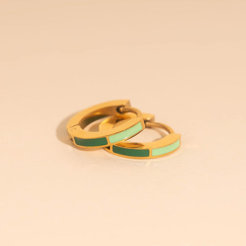 Split Color Huggie Hoop Earrings