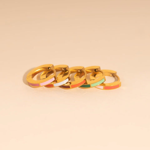 Split Color Huggie Hoop Earrings