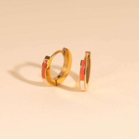 Split Color Huggie Hoop Earrings