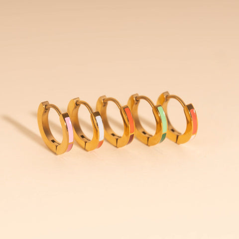 Split Color Huggie Hoop Earrings