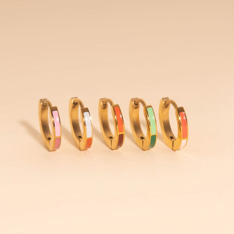 Split Color Huggie Hoop Earrings