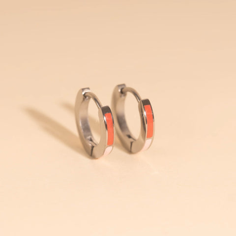 Split Color Huggie Hoop Earrings