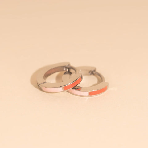 Split Color Huggie Hoop Earrings
