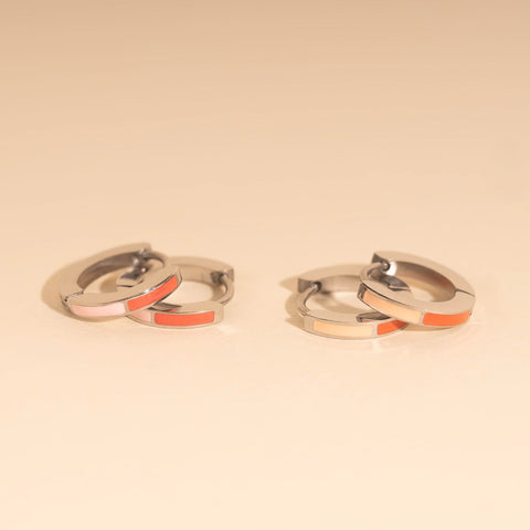 Split Color Huggie Hoop Earrings