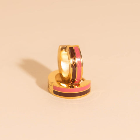 Striped Chunky Huggie Hoop Earrings