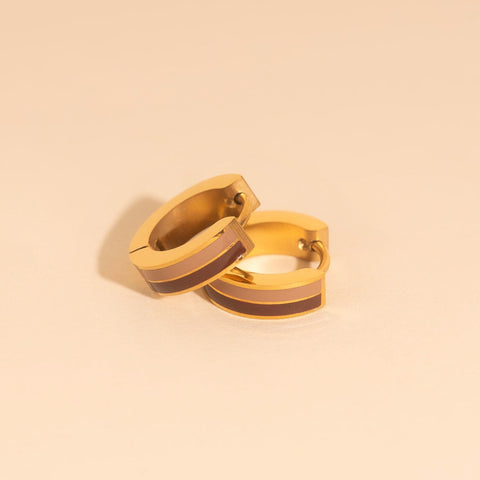 Striped Chunky Huggie Hoop Earrings