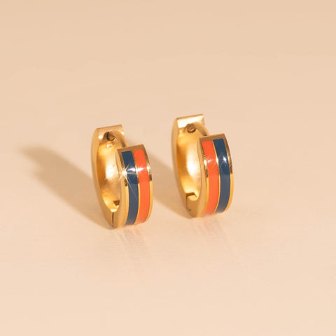 Striped Chunky Huggie Hoop Earrings