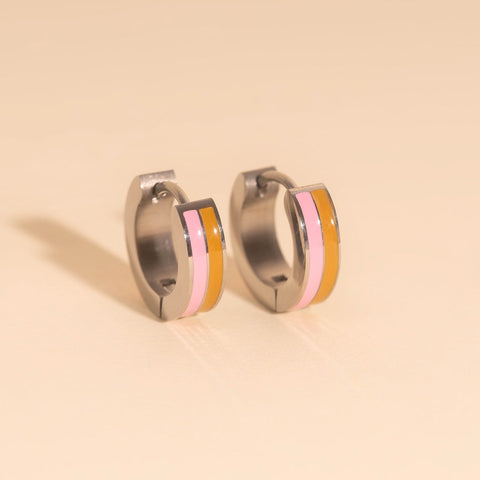 Striped Chunky Huggie Hoop Earrings