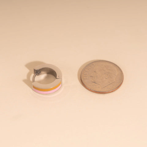 Striped Chunky Huggie Hoop Earrings