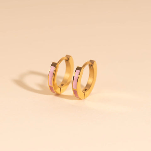 Split Color Huggie Hoop Earrings