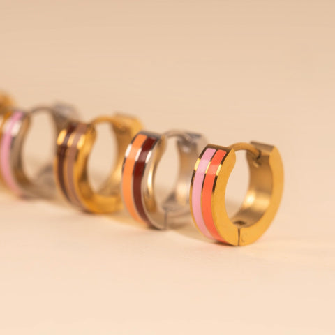 Striped Chunky Huggie Hoop Earrings