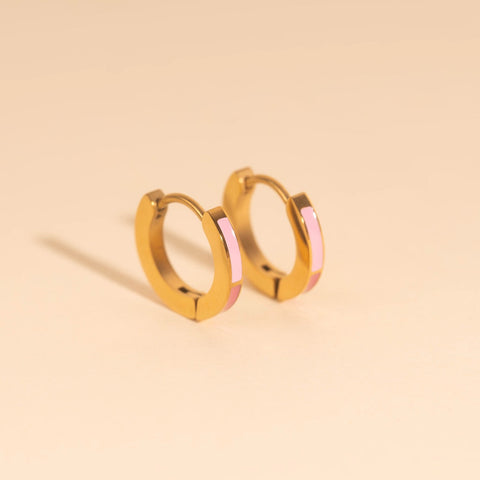 Split Color Huggie Hoop Earrings