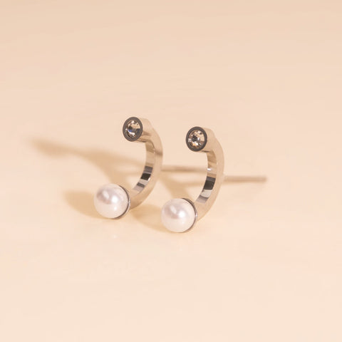 Arc and Pearl Stud Earrings