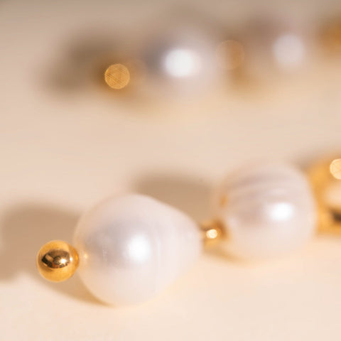 Ripple Pearl Huggie Hoop Charms