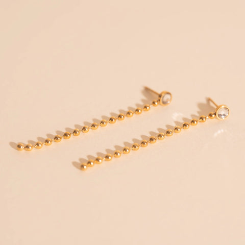 Crystal Bead Chain Stud Earrings