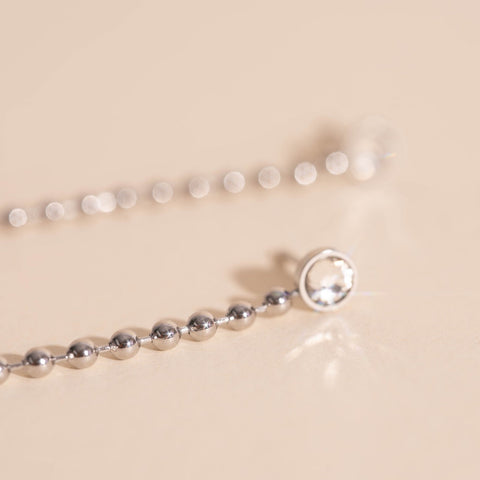 Crystal Bead Chain Stud Earrings