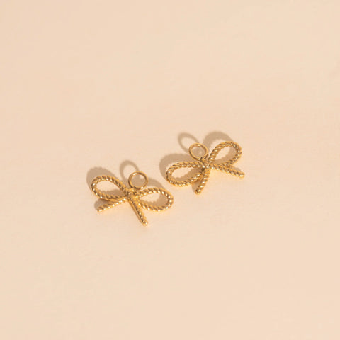 Rope Bow Huggie Hoop Charms