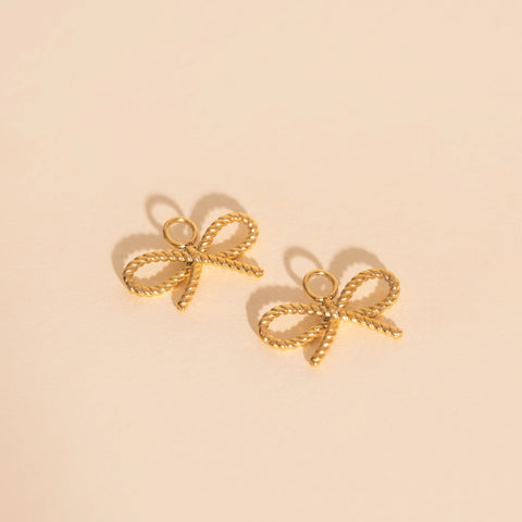 Rope Bow Huggie Hoop Charms