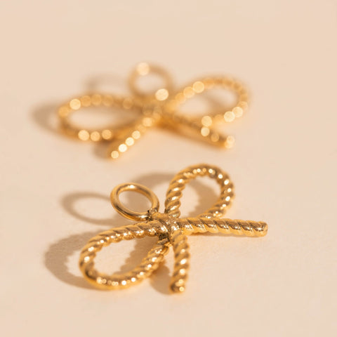 Rope Bow Huggie Hoop Charms