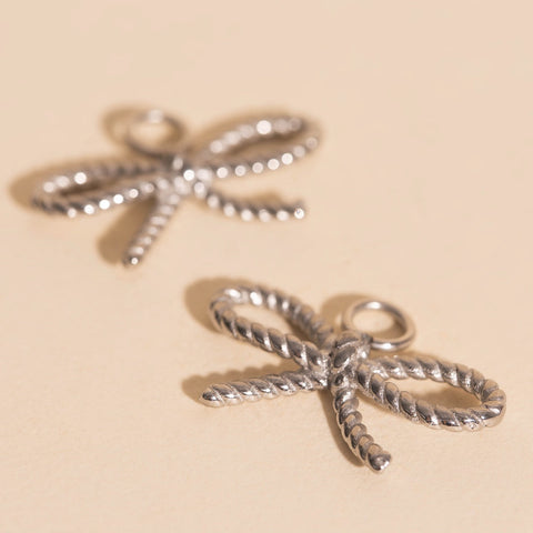 Rope Bow Huggie Hoop Charms