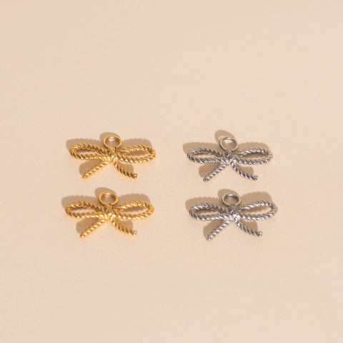Rope Bow Huggie Hoop Charms