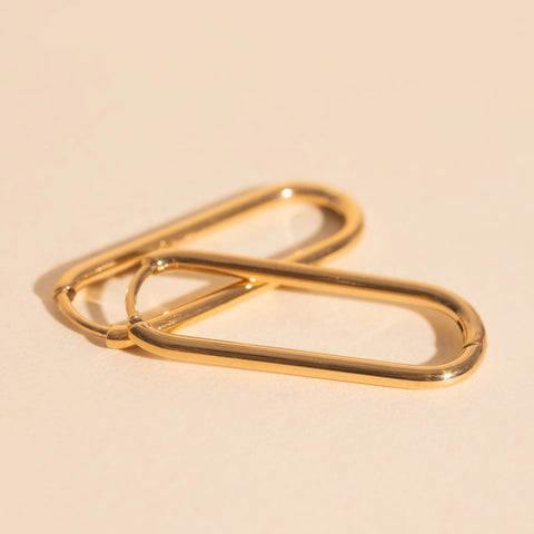 Thinny Rectangle Rounded Huggie Hoop Earrings