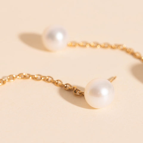 Pearl Line Stud Earrings