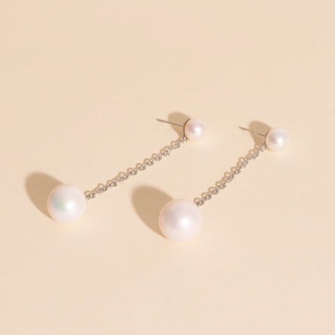 Pearl Line Stud Earrings