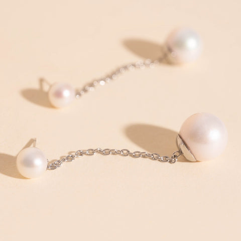 Pearl Line Stud Earrings