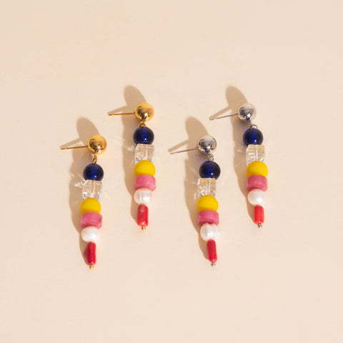 Sea Glass Dangle Stud Earrings