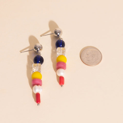 Sea Glass Dangle Stud Earrings