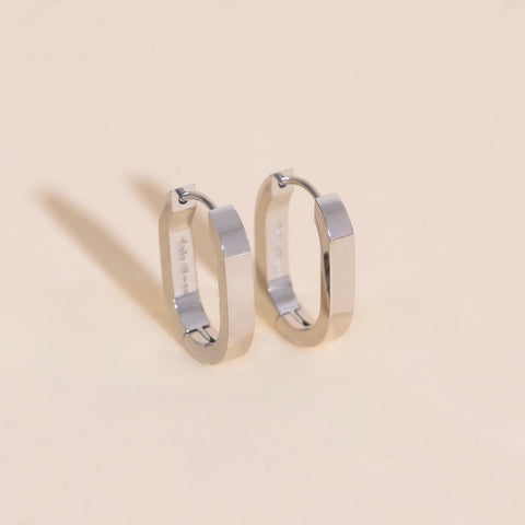 Smooth Oblong Huggie Hoop Earrings