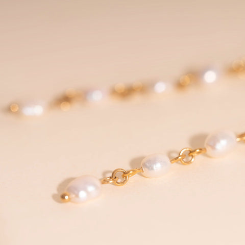 Pearl Dangle Chain Stud Earrings