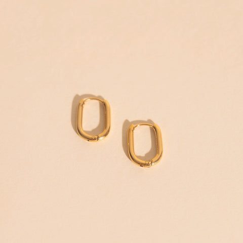Rectangle Rounded Huggie Hoop Earrings