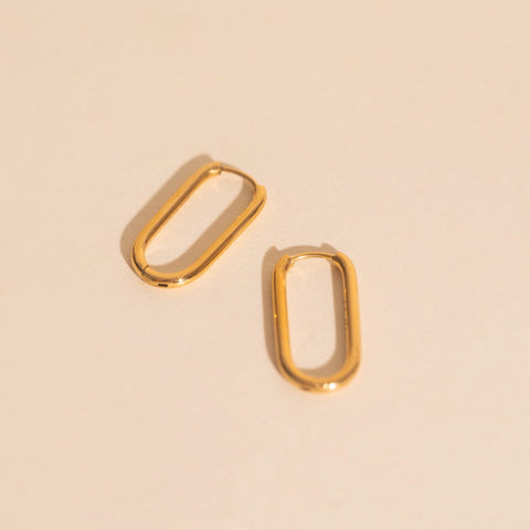 Rectangle Rounded Huggie Hoop Earrings