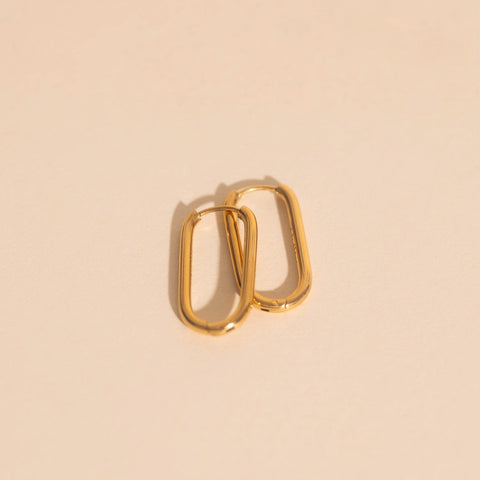 Rectangle Rounded Huggie Hoop Earrings