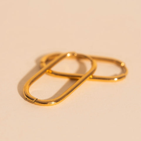 Rectangle Rounded Huggie Hoop Earrings