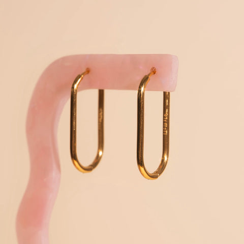 Rectangle Rounded Huggie Hoop Earrings