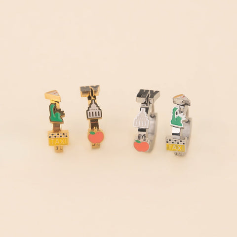 NYC 3D Huggie Hoop Earrings