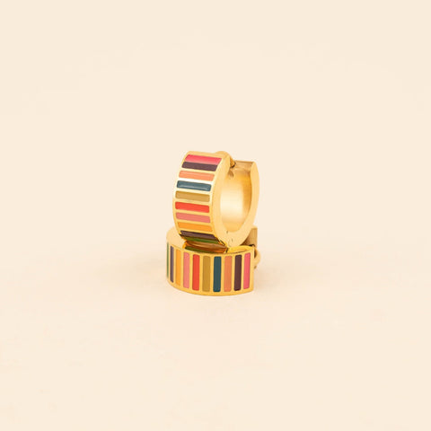 Striped Super Chunky Huggie Hoop Earrings