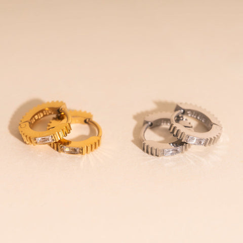 Crystal Textured Tiny Huggie Hoop Earrings