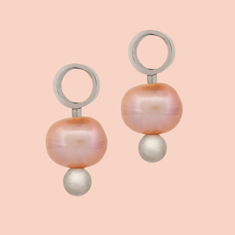 Natural Pearl Huggie Hoop Charms